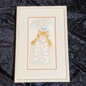 Cat Kitty Illustration Thank you Note Card Vintage Stockton CA Authors Symposium
